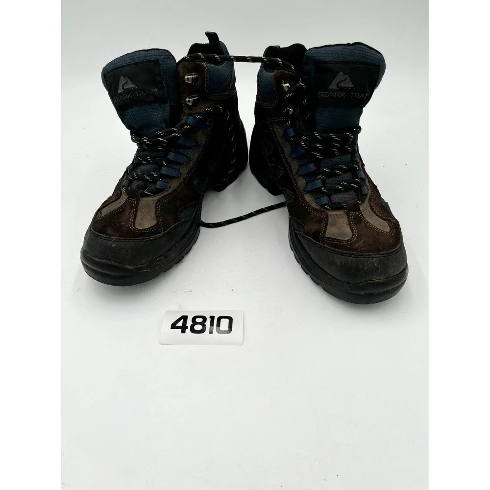 Ozark Trail‎ Peyton WW Mens 8.5 Hiking Boots Brown Blue Leather Waterproof Boots